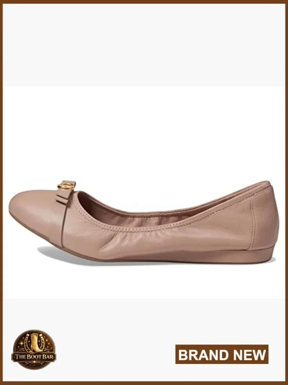 Leather Ballet Flats with Bow Detail, Demi Wedge, Padded Insole